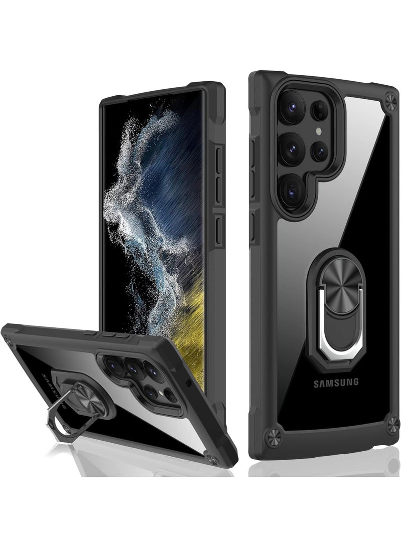 روك بو حافظة حماية من الأكريليك شديدة التحمل مع مسند مغناطيسي لهاتف سامسونج جالاكسي S24 الترا - أسود - Image 1