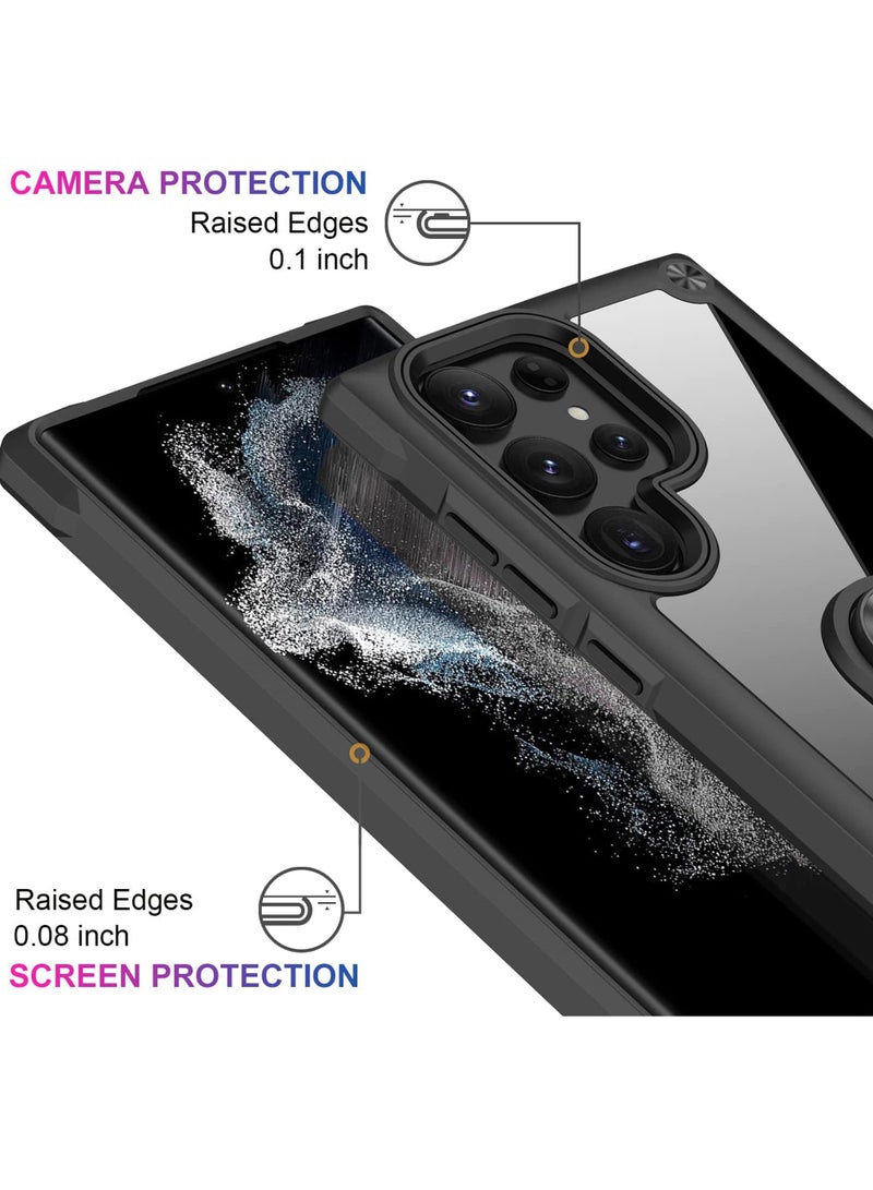 روك بو حافظة حماية من الأكريليك شديدة التحمل مع مسند مغناطيسي لهاتف سامسونج جالاكسي S24 الترا - أسود - Image 3