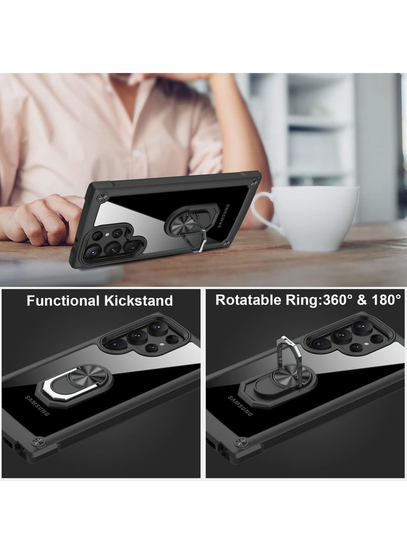 روك بو حافظة حماية من الأكريليك شديدة التحمل مع مسند مغناطيسي لهاتف سامسونج جالاكسي S24 الترا - أسود - Image 5