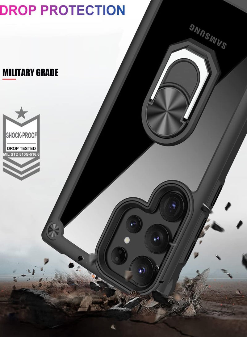 روك بو حافظة حماية من الأكريليك شديدة التحمل مع مسند مغناطيسي لهاتف سامسونج جالاكسي S24 الترا - أسود - Image 4