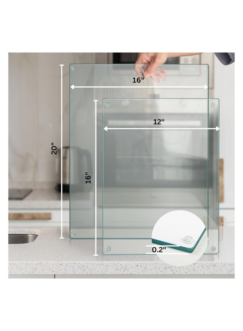 Kitchenville لوح تقطيع زجاجي من كيتشنفيل، مقاس 40×30 سم: واقي زجاجي شفاف لأسطح العمل للمطابخ - واقيات زجاجية متينة وصحية لأسطح العمل - مقاومة للخدش والحرارة وسهلة التنظيف - Image 3