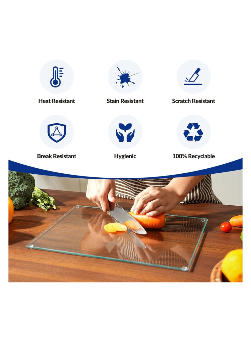 Kitchenville لوح تقطيع زجاجي من كيتشنفيل، مقاس 40×30 سم: واقي زجاجي شفاف لأسطح العمل للمطابخ - واقيات زجاجية متينة وصحية لأسطح العمل - مقاومة للخدش والحرارة وسهلة التنظيف - Image 4