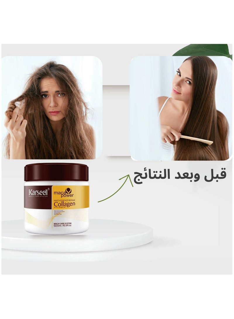 علاج الشعر بالكولاجين والإصلاح العميق والتكييف وزيت الأركان قناع الشعر بالكولاجين للشعر الجاف التالف وجميع أنواع الشعر 500 مل