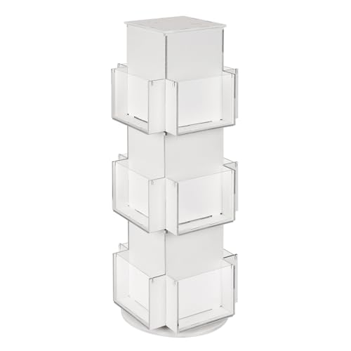 Natheeph Rotating Display Stand Greeting Card Display Wooden Display Rack with Two Card Sticker for Greeting Card Vendor Coffee Bag 3 Tier Tabletop Display Stand White