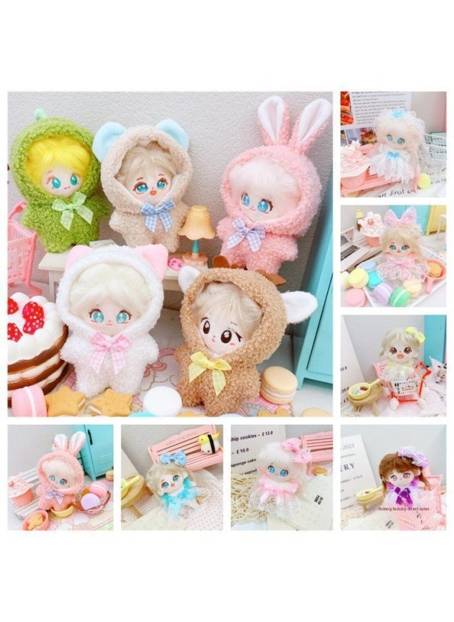 Generic - Doll Cotton Doll Starfish Body Normal Body Cm Clothes Skirt Year Jumpsuit Collection-Color:10cm White Love Letter Overalls - Image 1