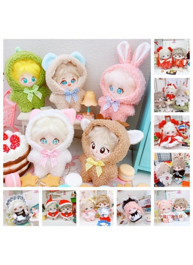 Generic - Doll Cotton Doll Starfish Body Normal Body Cm Clothes Skirt Year Jumpsuit Collection-Color:10cm White Love Letter Overalls - Image 1