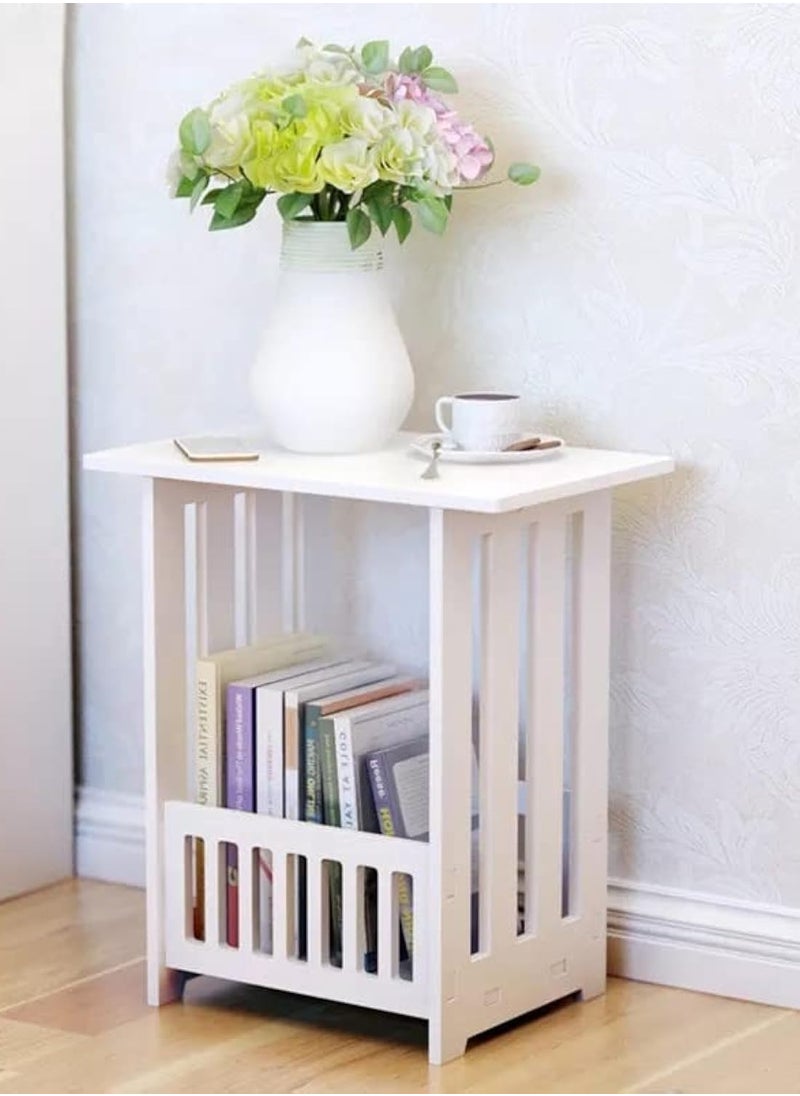 Generic Mini PVC Square Coffee Tea Table Living Room Bedroom Modern Storage Shelf Bedside White Table PVC Foam Board Table  - Image 1