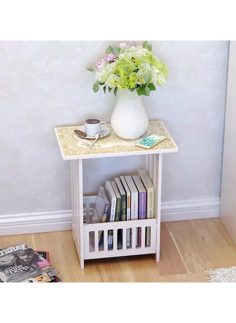 Generic Mini PVC Square Coffee Tea Table Living Room Bedroom Modern Storage Shelf Bedside White Table PVC Foam Board Table  - Image 2