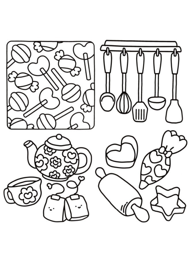 Cozy Kitchen Cartoon Coloring Book  - Image 4