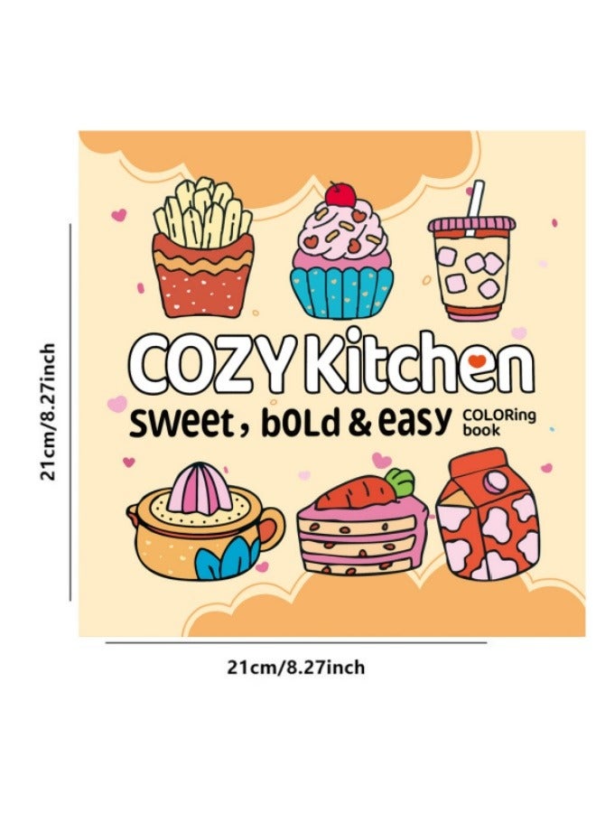 Cozy Kitchen Cartoon Coloring Book  - Image 1