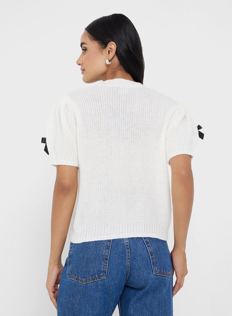 Ginger Bow Detail Knitterd Top - Image 2