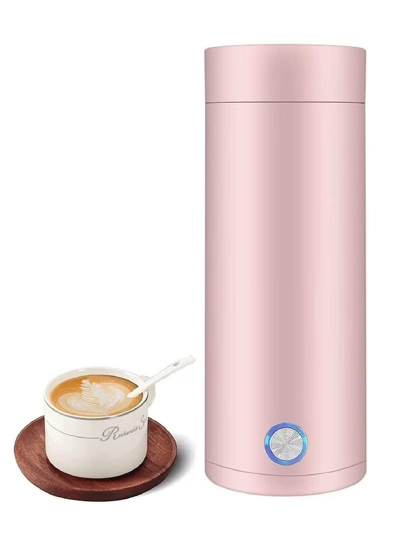 عربست غلاية كهربائية صغيرة للسفر، غلاية كهربائية محمولة لغلي الماء سعة 400 مل، غلاية ماء مع خاصية الحفاظ على السخونة، غلاية شاي صغيرة مع غليان سريع وإغلاق تلقائي (وردي) - Image 1