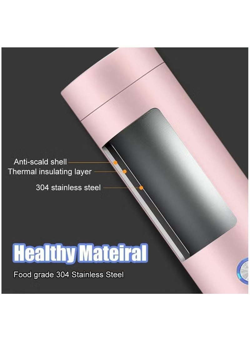 عربست غلاية كهربائية صغيرة للسفر، غلاية كهربائية محمولة لغلي الماء سعة 400 مل، غلاية ماء مع خاصية الحفاظ على السخونة، غلاية شاي صغيرة مع غليان سريع وإغلاق تلقائي (وردي) - Image 4