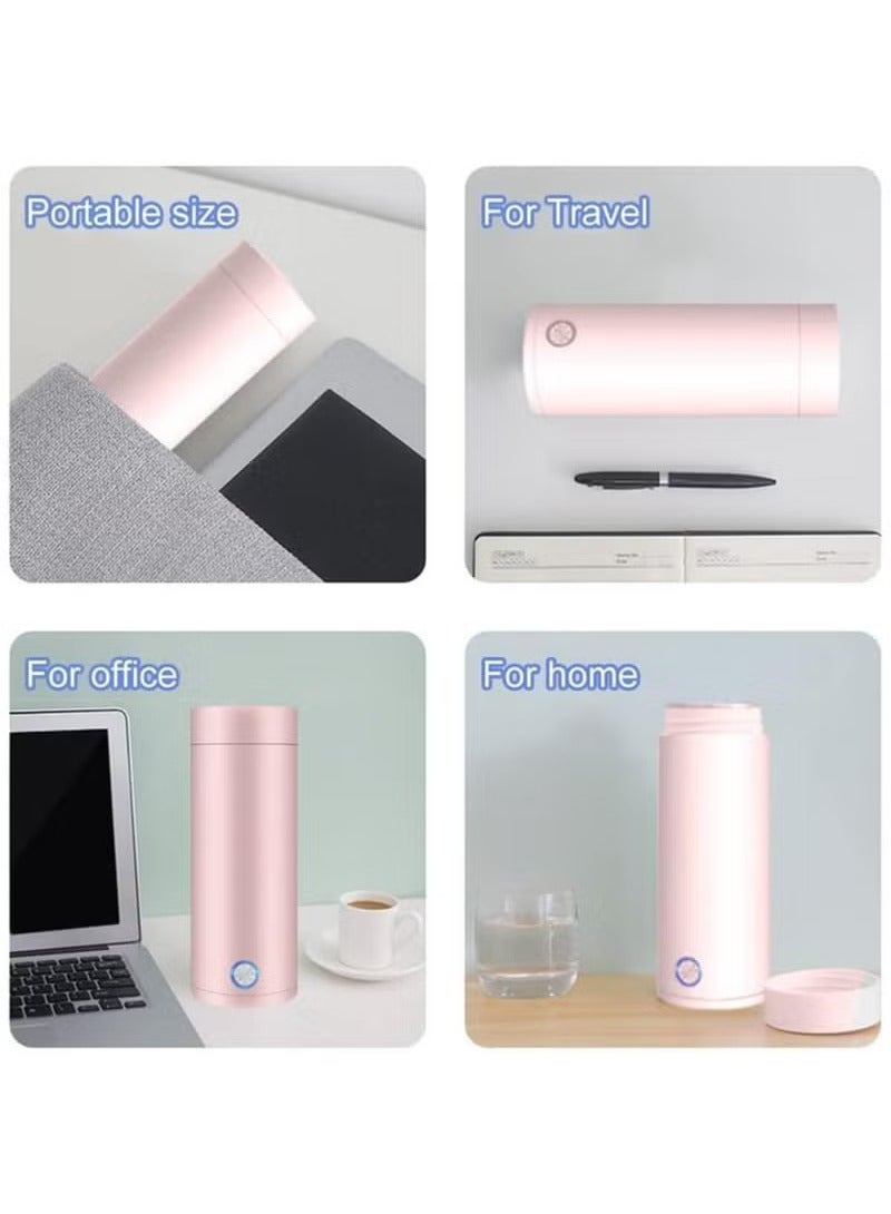 عربست غلاية كهربائية صغيرة للسفر، غلاية كهربائية محمولة لغلي الماء سعة 400 مل، غلاية ماء مع خاصية الحفاظ على السخونة، غلاية شاي صغيرة مع غليان سريع وإغلاق تلقائي (وردي) - Image 5