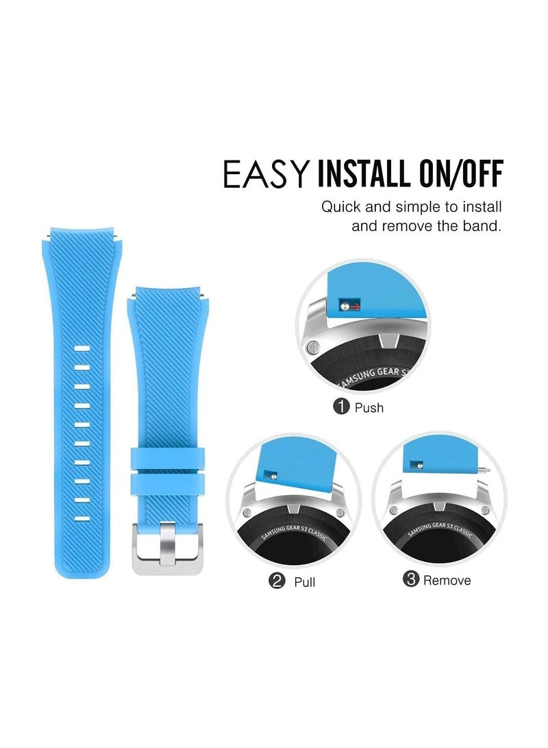 VITION Strap for Huawei GT/Huawei GT 2 (46mm) GT2 Pro /Samsung Galaxy Watch 46mm / Galaxy Watch 3 45mm, 22mm Silicone Straps Watch Band Blue  - Image 4