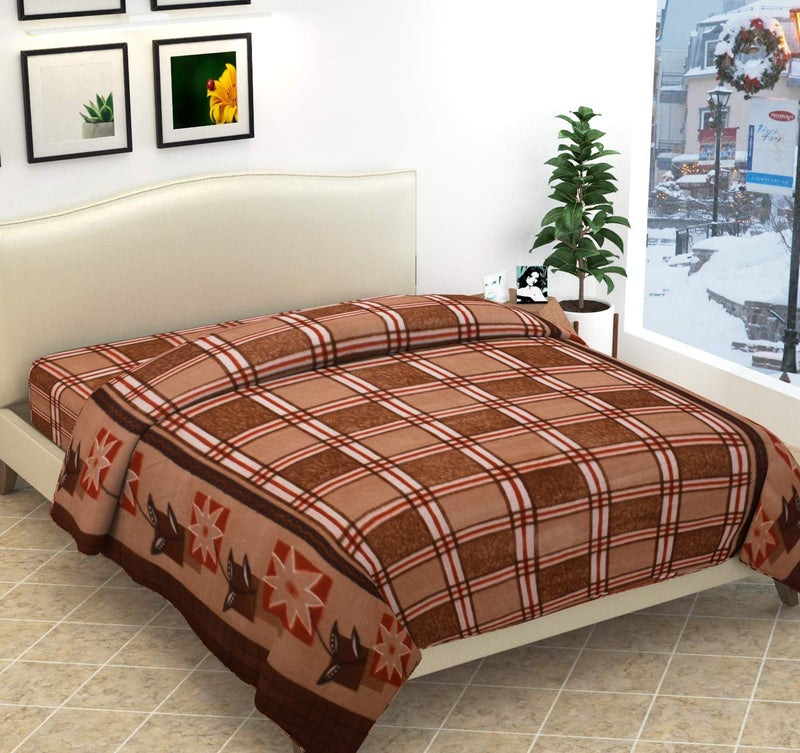 Fabture Fabture Fleece Double Bed Razai Cover with Zipper 90 x 100 inches Brown