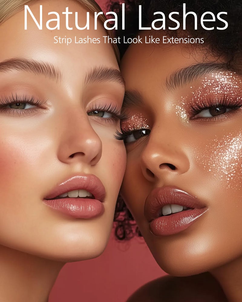 Eliace Luxurious 50 Pairs 5 Styles Cat Eye Lashes Wispy False Eyelashes Natural look 3D Mink Lashes Fake Eyelashes Kit, Thin Soft Band Comfortable Fluffy Volume Cross Strip Lash, with Lash Tweezers - Image 3