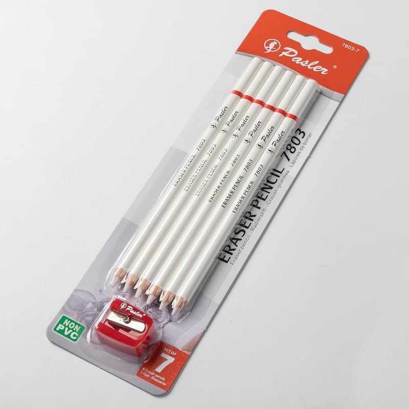 Pasler ® Eraser pencils 7803 perfection Detail Eraser Pencil and a Sharpener perfect for sketches and coloured illustrations (7- pack) - Image 2