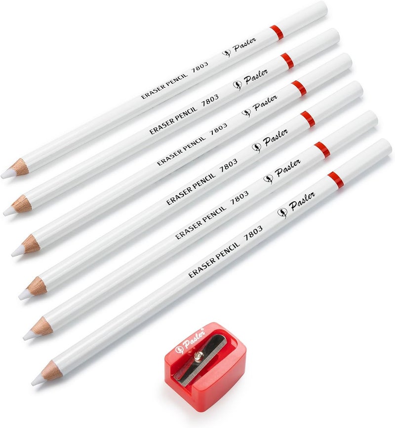 Pasler ® Eraser pencils 7803 perfection Detail Eraser Pencil and a Sharpener perfect for sketches and coloured illustrations (7- pack) - Image 1