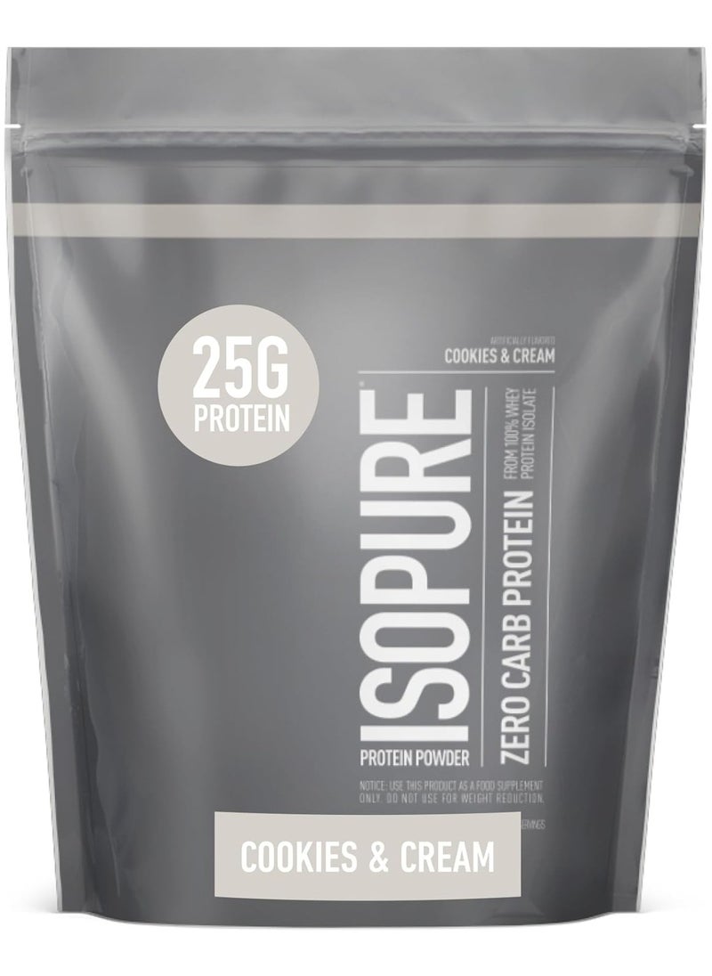 Natures Best - Natures Best Isopure, Whey Protein Isolate , Zero Carb Protein Powder, Cookies & Cream, 1 lb (454 g) - Image 1