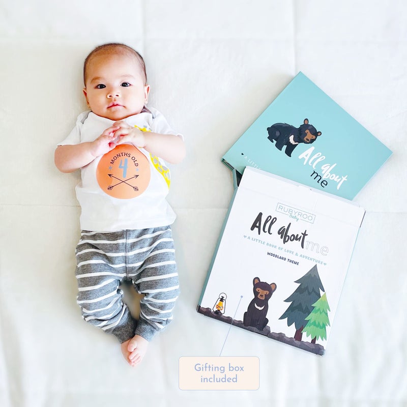 RubyRoo Baby Memory Book - Milestone Keepsake Baby Photo Album - First 5 Years Scrapbook Journal for Baby Boy or Girl - Pregnancy Gift for Baby Shower, Newborn Gender Neutral Record Book - Woodland - Image 5