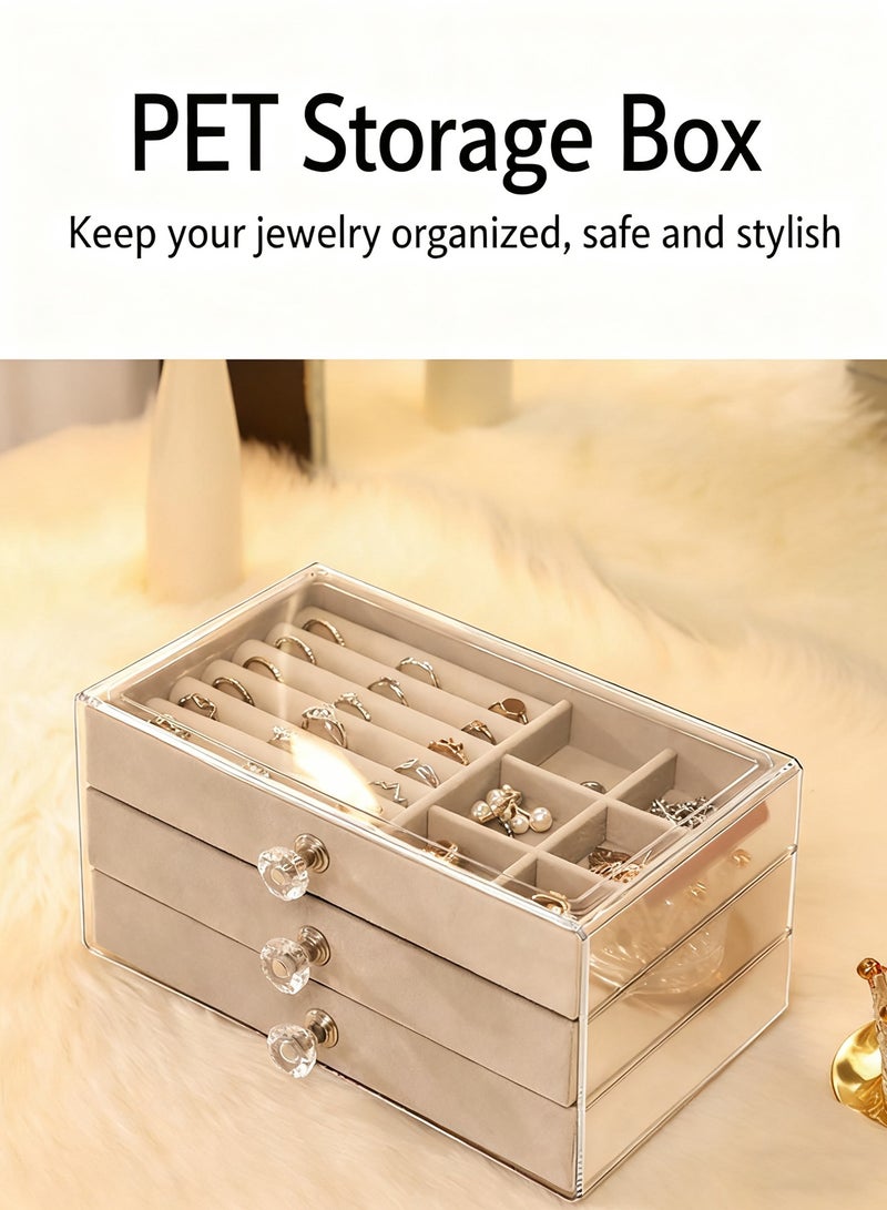 Jewelry Box Women Multifunctional Jewelry Storage and Organizer Velvet Flannel Earring Ring Necklace Bracelet Jewelry Tray Storage - Image 3