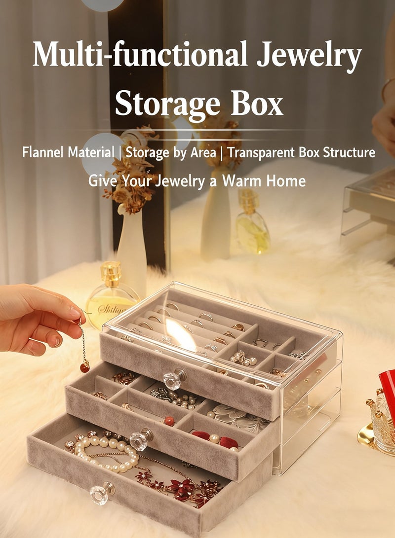 Jewelry Box Women Multifunctional Jewelry Storage and Organizer Velvet Flannel Earring Ring Necklace Bracelet Jewelry Tray Storage - Image 4