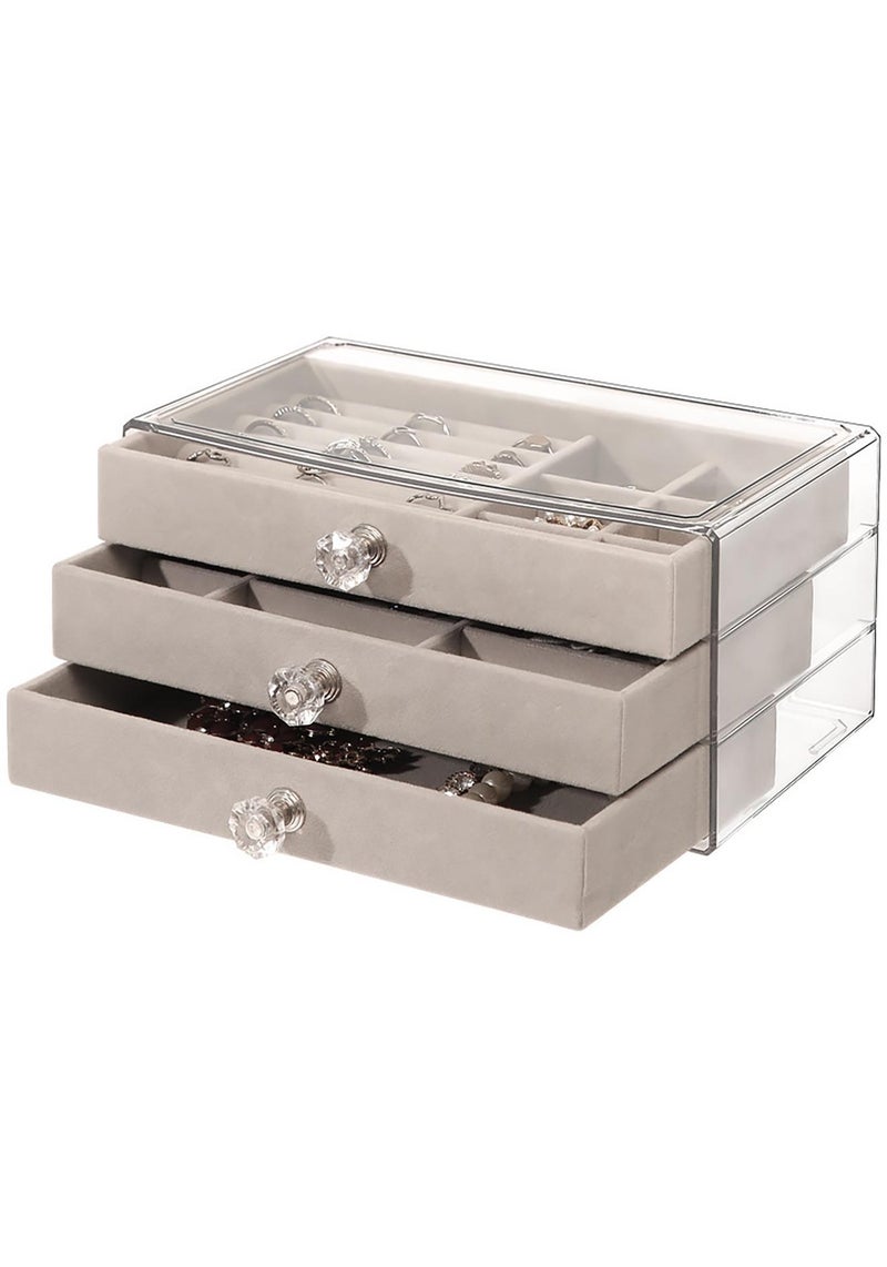 Jewelry Box Women Multifunctional Jewelry Storage and Organizer Velvet Flannel Earring Ring Necklace Bracelet Jewelry Tray Storage - Image 1