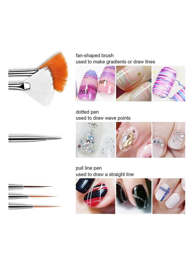 SOLARAE 15pcs Nail Art Brushes- Professional Nail Art Brushes- Sable Nail Art Brush Pen, Detailer, Liner, Brush Dotting Tool Nail Art Brush Professional Nail Art Brush Set - Image 4