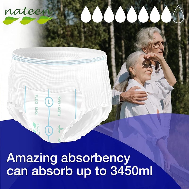 nateen Flexi Maxi Adult Incontinence Underwear Unisex Pullups Maximum Absorbency Underwear Overnight Leak Protection XLarge 10 Count - Image 3
