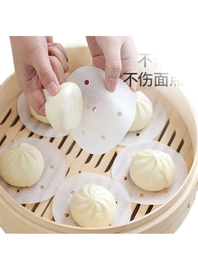 Maryya Disposable Steaming Paper For Buns, Bread, And Steamed Buns, Non-Stick Household Steamer Liners 10Cm 75 Sheets X 3 Bags - Image 1