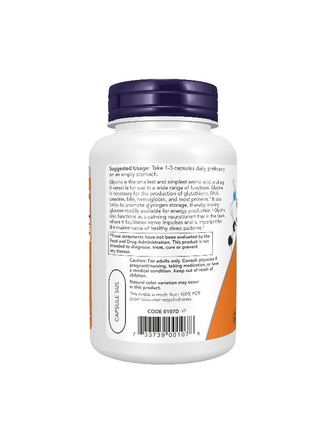 Now Foods Glycine 1000mg 100 Veg Capsules - Image 3