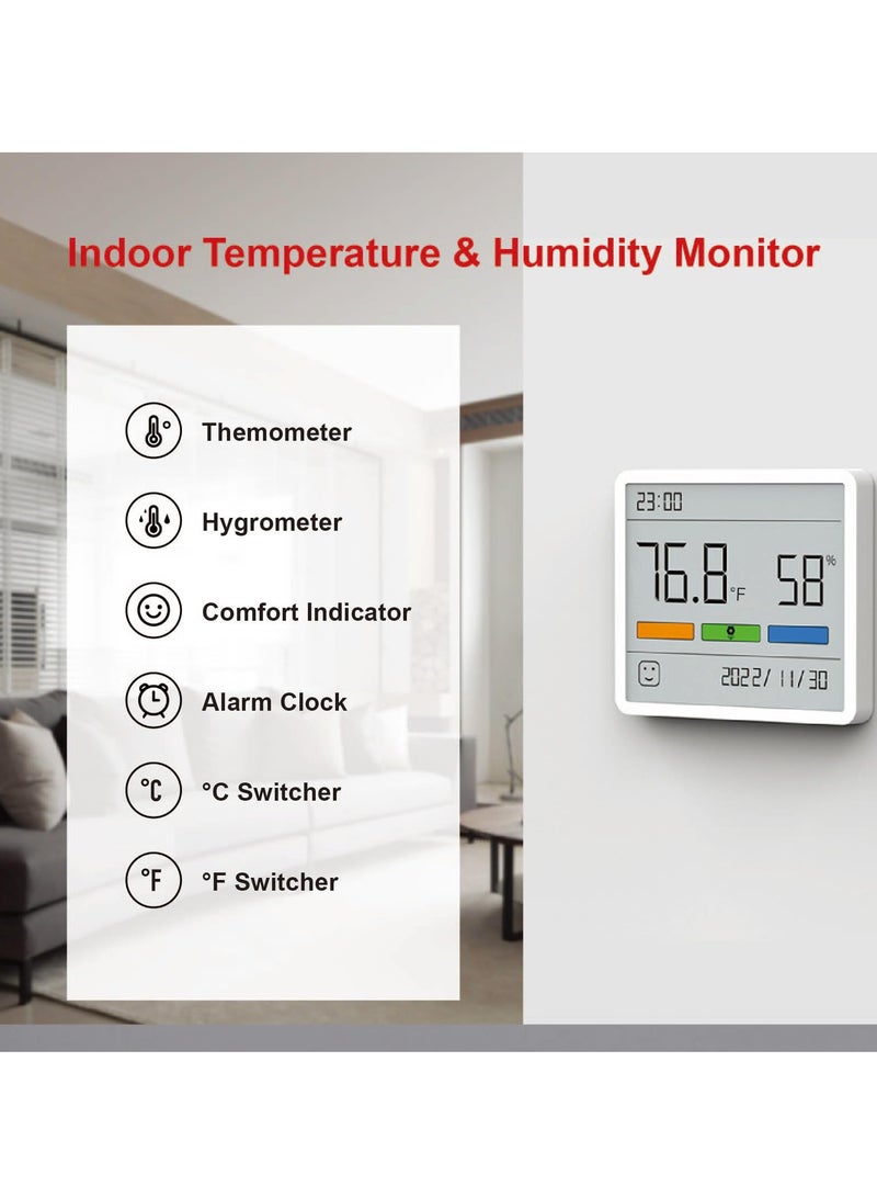 Digital Thermometer Hygrometer for Indoor Use, Room Temperature and Humidity Monitor with Large Display and Clock for Home, Office, Greenhouse, and Warehouse Applications.  - Image 4