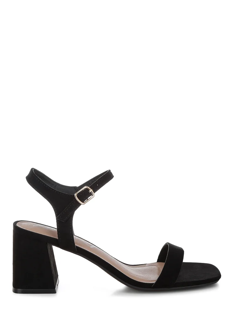 London Rag Square Toe Block Heels in Black