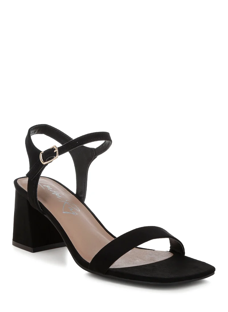 London Rag Square Toe Block Heels in Black