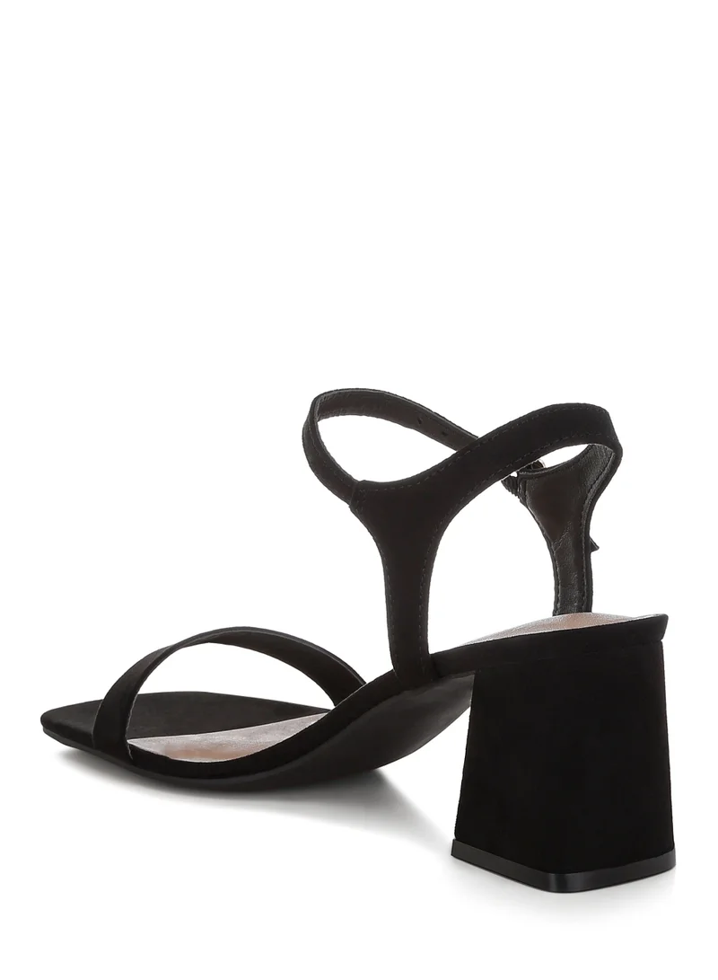 London Rag Square Toe Block Heels in Black