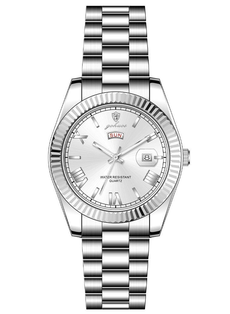 جوهوس ساعات رجالية، ساعة يد كلاسيكية فاخرة من أفضل العلامات التجارية، مصنوعة من الفولاذ المقاوم للصدأ، مقاومة للماء، تعمل بالكوارتز - 40 مم - هدية للأب أو الصديق - Image 2