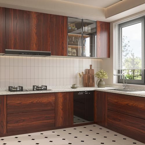 ICOOP Wood Wallpaper Peel and Stick Wood Contact Paper for Countertops Contact Paper Peel and Stick Countertops Waterproof Cabinet Covering Textured Wallpaper for Kitchen Desk Vinyl Wrap 15.8"×120" - Image 2