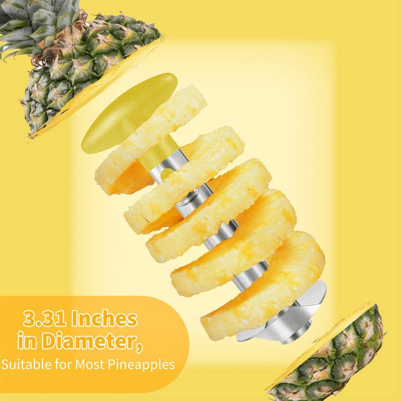 Newness Focus on Stainless Steel Pineapple Corer, [Upgraded, Reinforced, Thicker Blade] Newness Premium Pineapple Corer Remover, Stainless Steel Pineapple Core Remover Kitchen Tool with Sharp Blade for Diced Fruit Rings, Yellow  - Image 3
