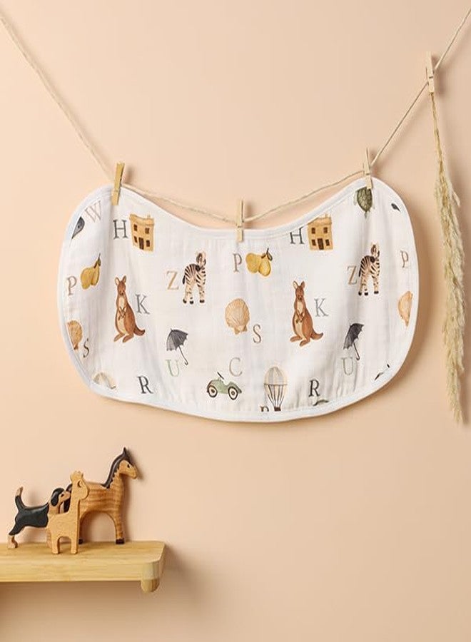 Cugo Organic Cotton and Bamboo Baby Burp Cloth, Dual-Layer Design with Muslin and Terry Cotton (Alphabets) - Image 2