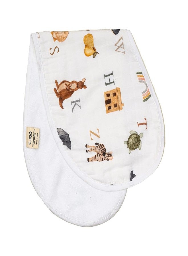Cugo Organic Cotton and Bamboo Baby Burp Cloth, Dual-Layer Design with Muslin and Terry Cotton (Alphabets) - Image 4