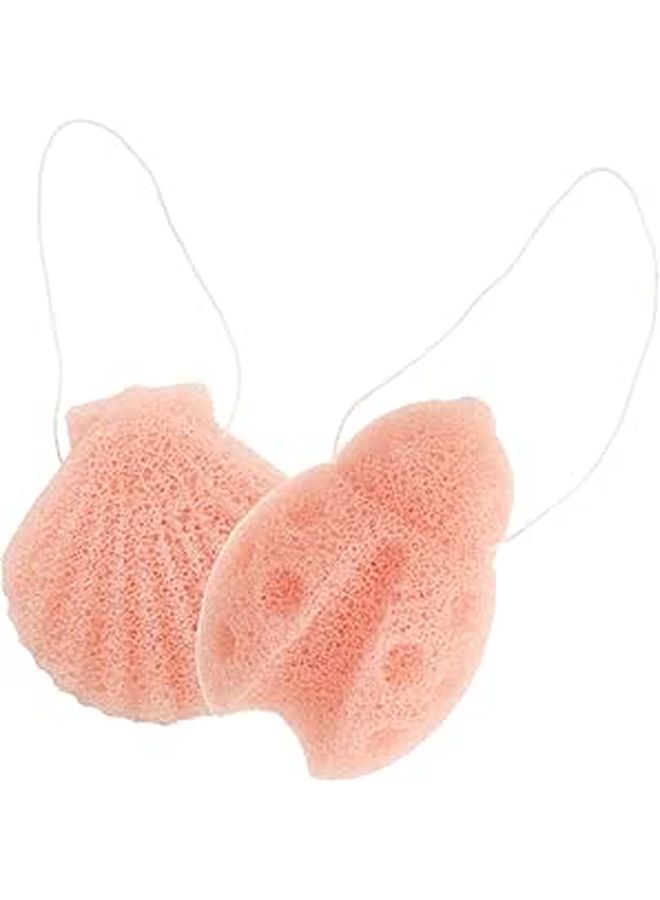 Vaguelly Konjac Facial Sponges 2pcs Pink Scallop For Face Cleansing Exfoliating - Image 1
