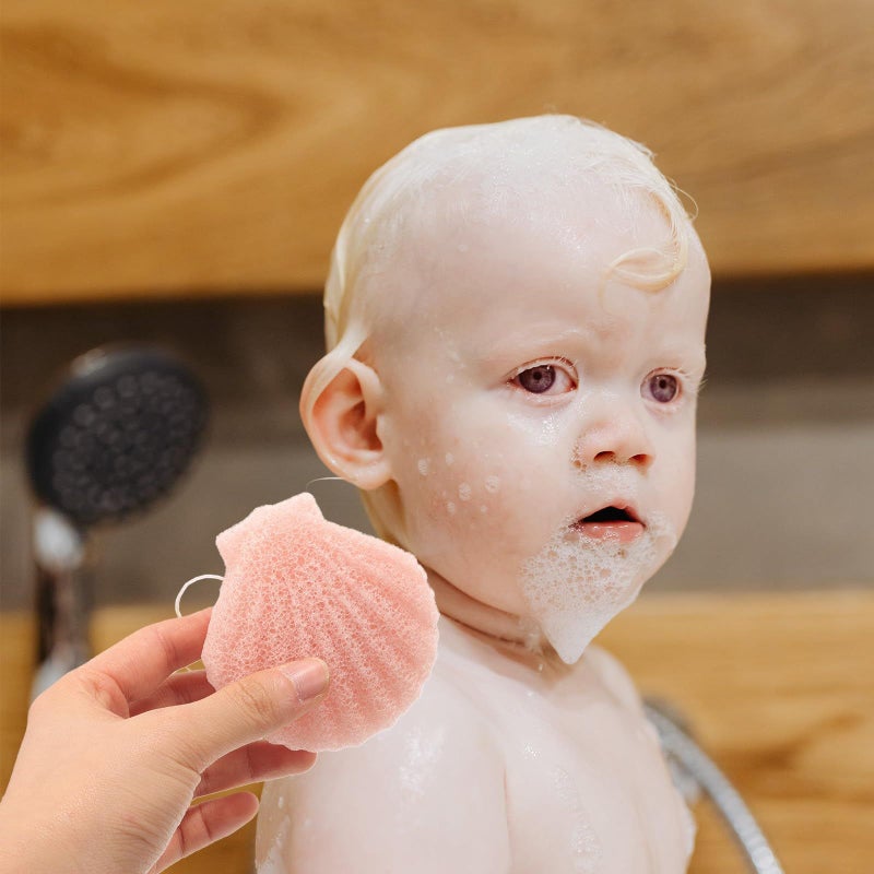 Vaguelly Konjac Facial Sponges 2pcs Pink Scallop For Face Cleansing Exfoliating - Image 4
