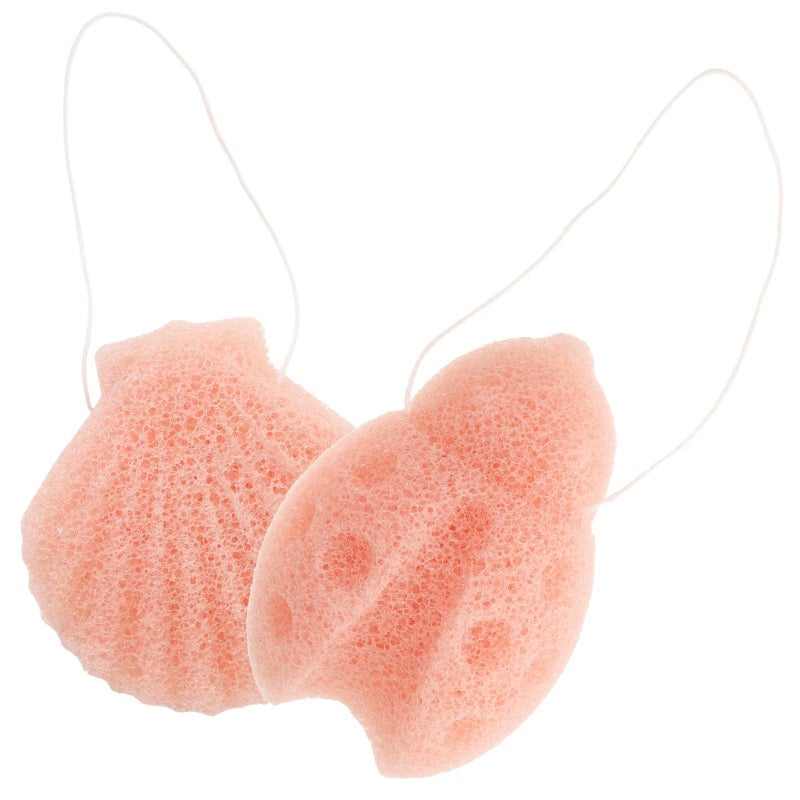 Vaguelly Konjac Facial Sponges 2pcs Pink Scallop For Face Cleansing Exfoliating - Image 2