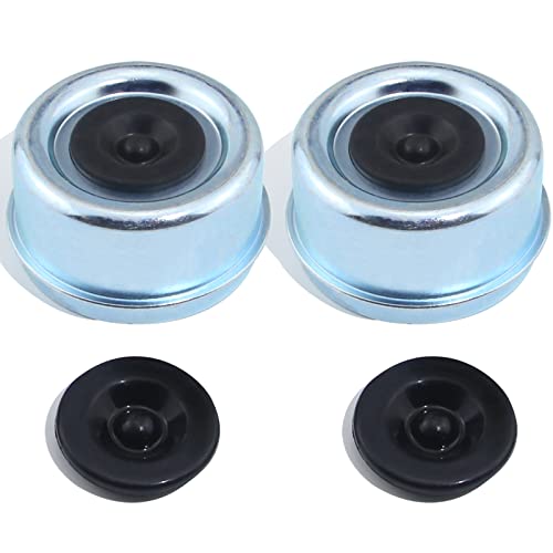 iBroPrat 2pcs Trailer Axle Dust Cap Cup Grease Cover 2.72" Hub with Extra 2 Rubber Plugs,Trailer Axle Wheel Hub and Bearing Dust Cap for Most 7000 to 8000 Pound Axles Dexter - Image 1