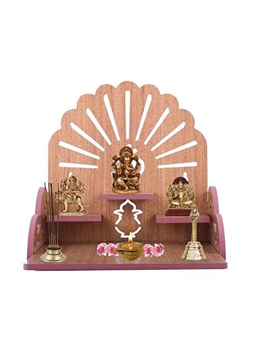 Meakwisht Meakwisht Wooden Wall Mount Temple for Home Shop Office Puja Mandir Wall Hanging and Table Top Home Mandir Temple Home Decor Beautiful Wooden 346 Big Tempal  - Image 1