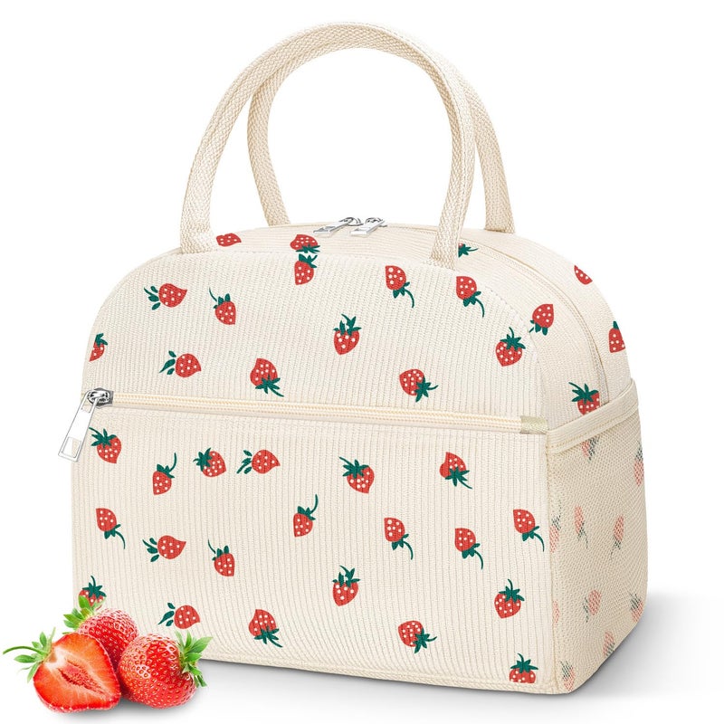 DALINDA Corduroy Lunch Bag Lunch Box for Women MenCute Insulated Lunch BagsWaterResistant Cute Cooler Lunch Tote Bag Reusable LunchBox Large Capacity for Work Travel Picnic - Image 2
