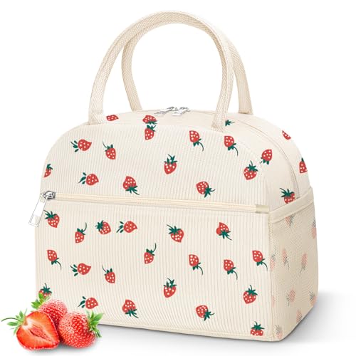 DALINDA Corduroy Lunch Bag Lunch Box for Women MenCute Insulated Lunch BagsWaterResistant Cute Cooler Lunch Tote Bag Reusable LunchBox Large Capacity for Work Travel Picnic - Image 1