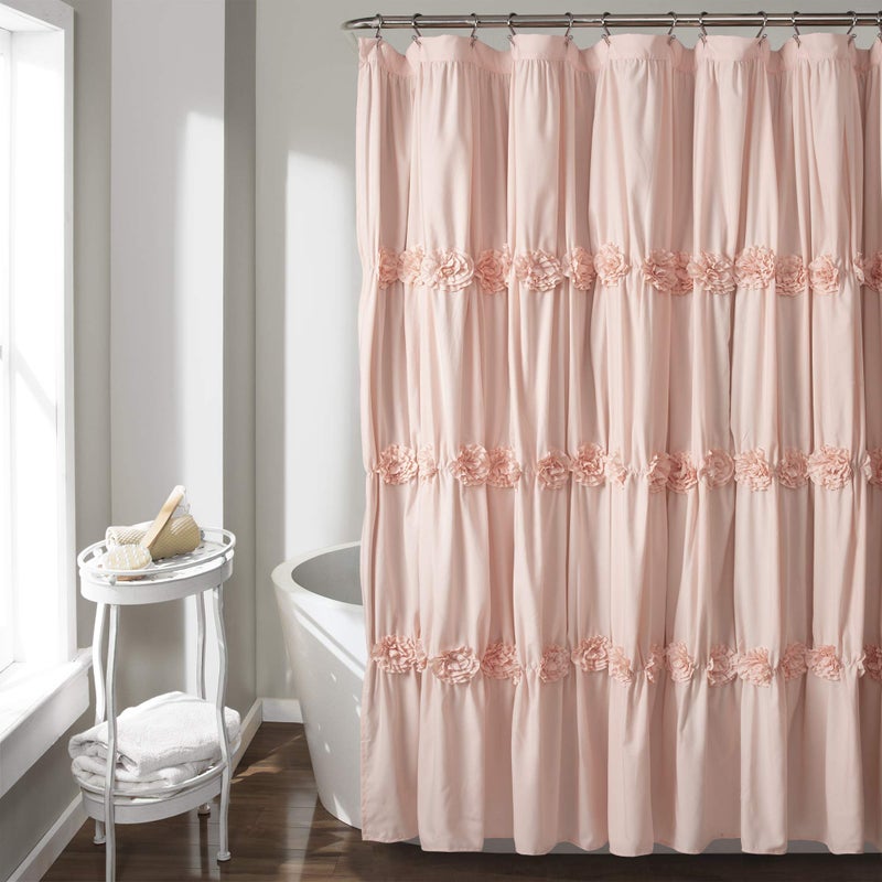 Lush Decor Darla Shower Curtain Single 72" W x 72" L Blush - Flower Fabric Shower Curtains for Bathroom - Coquette Bathroom Curtain - Vintage Decor - Image 1