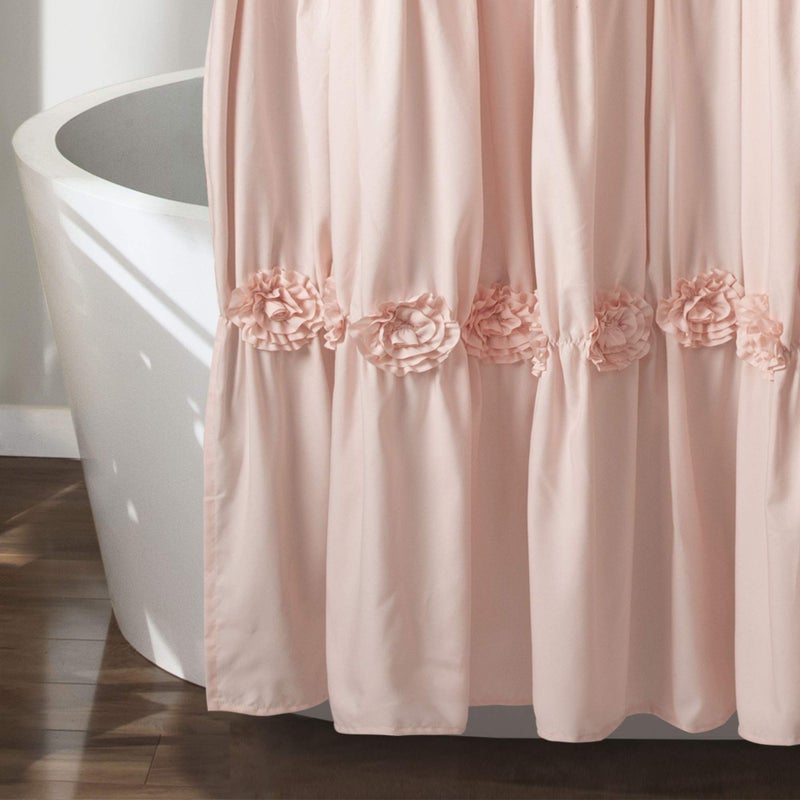 Lush Decor Darla Shower Curtain Single 72" W x 72" L Blush - Flower Fabric Shower Curtains for Bathroom - Coquette Bathroom Curtain - Vintage Decor - Image 4